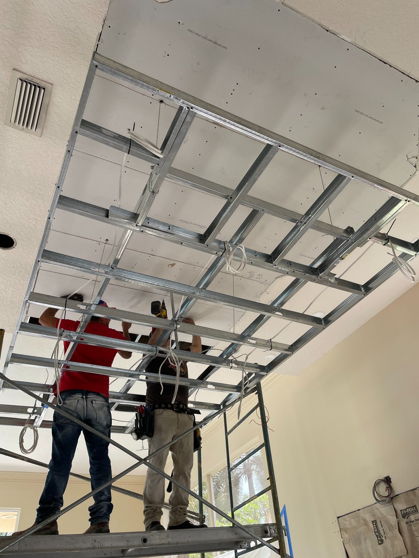 Turgo construction team executing ceiling framing
